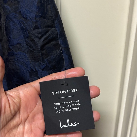 Lulus Momentous Cuteness Navy Jacquard Off-the-shoulder Mini Dress Blue - Size S - Picture 5 of 6